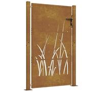 vidaXL Cancello da Giardino 105x130 cm in Acciaio Corten Design Erba, cancello, cancello in acciaio, cancello da esterno, cancello di sicurezza