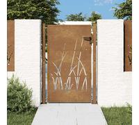 vidaXL Cancello da Giardino 105x130 cm in Acciaio Corten Design Erba, cancello, cancello in acciaio, cancello da esterno, cancello di sicurezza