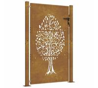 vidaXL Cancello da Giardino 105x130 cm in Acciaio Corten Design Albero, cancello, cancello in acciaio, cancello da esterno, cancello di sicurezza