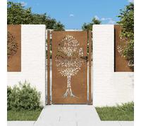vidaXL Cancello da Giardino 105x180 cm in Acciaio Corten Design Albero, cancello in Metallo, cancello da Giardino Anteriore, cancello da Giardino con Serratura
