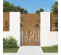 vidaXL Cancello da giardino 100x175 cm in acciaio Corten con design erba