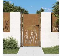 vidaXL Cancello da giardino 100x200 cm in acciaio Corten con design erba