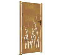 vidaXL Cancello da Giardino 105x205 cm in Acciaio Corten Design Erba, cancello, cancello in acciaio, cancello da esterno, cancello di sicurezza