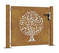 vidaXL Cancello da Giardino 105x80 cm in Acciaio Corten Design Albero, cancello in Metallo, cancello da Giardino Anteriore, cancello da Giardino con Serratura