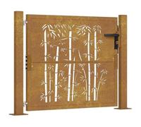 vidaXL Cancello da Giardino 105x80 cm in Acciaio Corten Design Bambù