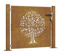 vidaXL Cancello da Giardino 105x105 cm in Acciaio Corten Design Albero, cancello, cancello in Acciaio, cancello da Esterno, cancello di Sicurezza