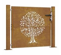 vidaXL Cancello da Giardino 105x105 cm in Acciaio Corten Design Albero, cancello, cancello in Acciaio, cancello da Esterno, cancello di Sicurezza