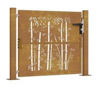 vidaXL Cancello da Giardino 105x105 cm in Acciaio Corten Design bambù