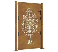 vidaXL Cancello da Giardino 105x130 cm in Acciaio Corten Design Albero, cancello, cancello in acciaio, cancello da esterno, cancello di sicurezza