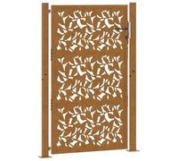 vidaXL Cancello da Giardino 105x155 cm Acciaio Corten Design a Foglia, cancello di Recinzione, cancello Esterno, cancello del Metallo