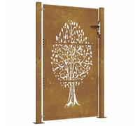 vidaXL Cancello da Giardino 105x155 cm in Acciaio Corten Design Albero, cancello, cancello in acciaio, cancello da esterno, cancello di sicurezza