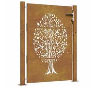 vidaXL Cancello da Giardino 105x155 cm in Acciaio Corten Design Albero, cancello in Metallo, cancello da Giardino Anteriore, cancello da Giardino con Serratura