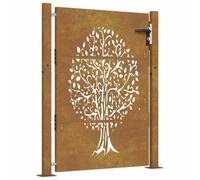 vidaXL Cancello da Giardino 105x155 cm in Acciaio Corten Design Albero, cancello in Metallo, cancello da Giardino Anteriore, cancello da Giardino con Serratura