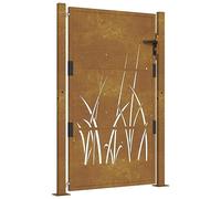 vidaXL Cancello da Giardino 105x155 cm in Acciaio Corten Design Erba, cancello, cancello in acciaio, cancello da esterno, cancello di sicurezza