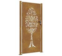 vidaXL Cancello da Giardino 105x180 cm in Acciaio Corten Design Albero, cancello, cancello in acciaio, cancello da esterno, cancello di sicurezza