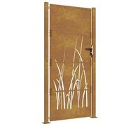vidaXL Cancello da Giardino 105x180 cm in Acciaio Corten Design Erba, cancello, cancello in acciaio, cancello da esterno, cancello di sicurezza