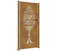vidaXL Cancello da Giardino 105x205 cm in Acciaio Corten Design Albero, cancello, cancello in acciaio, cancello da esterno, cancello di sicurezza