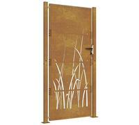 vidaXL Cancello da Giardino 105x205 cm in Acciaio Corten Design Erba, cancello, cancello in acciaio, cancello da esterno, cancello di sicurezza