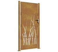 vidaXL Cancello da Giardino 105x205 cm in Acciaio Corten Design Erba, cancello, cancello in acciaio, cancello da esterno, cancello di sicurezza
