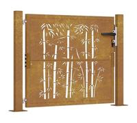 vidaXL Cancello da Giardino 105x80 cm in Acciaio Corten Design Bambù