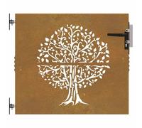 vidaXL Cancello da Giardino 85x100 cm in Acciaio Corten Design Albero, cancello in metallo, cancello da giardino anteriore, cancello da giardino con serratura