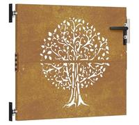 vidaXL Cancello da Giardino 85x100 cm in Acciaio Corten Design Albero, cancello in metallo, cancello da giardino anteriore, cancello da giardino con serratura