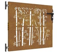 vidaXL Cancello da Giardino 85x100 cm in Acciaio Corten Design Bambù, cancello in metallo, cancello da giardino anteriore, cancello da giardino con serratura