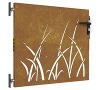 vidaXL Cancello da Giardino 85x100 cm in Acciaio Corten Design Erba, cancello in Metallo, cancello da Giardino Anteriore, cancello da Giardino con Serratura