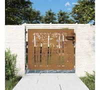 vidaXL Cancello da Giardino 85x100 cm in Acciaio Corten Design Bambù, cancello in metallo, cancello da giardino anteriore, cancello da giardino con serratura
