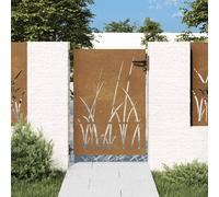 vidaXL Cancello da giardino 85x125 cm Acciaio Corten Design Erba anteriore con serratura