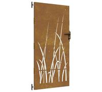 vidaXL Cancello da Giardino 85x200 cm in Acciaio Corten Design Erba, cancello in Metallo, cancello da Giardino Anteriore, cancello da Giardino con Serratura