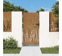 vidaXL Cancello da Giardino 85x200 cm in Acciaio Corten Design Erba, cancello in Metallo, cancello da Giardino Anteriore, cancello da Giardino con Serratura