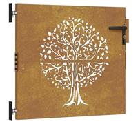 vidaXL Cancello da Giardino 85x75 cm in Acciaio Corten Design Albero
