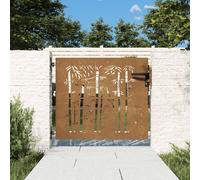 vidaXL Cancello da Giardino 85x75 cm in Acciaio Corten Design bambù, cancello in Metallo, cancello da Giardino Anteriore, cancello da Giardino con Serratura