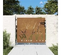 vidaXL Cancello da Giardino 85x75 cm in Acciaio Corten Design Erba