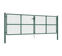 VIDAXL - Cancello da Giardino a Rete in Acciaio 390x125 cm Verde