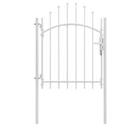 vidaXL Cancello da Giardino ad Arco Stabile Robusto con Montanti e Accessori Cancelletto Sicurezza Ingresso Pedonale in Acciaio 1x2 m Bianco