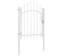 vidaXL Cancello da Giardino ad Arco Stabile Robusto con Montanti e Accessori Cancelletto Sicurezza Ingresso Pedonale in Acciaio 1x2 m Bianco