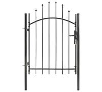 vidaXL Cancello da Giardino Antiruggine Anticorrosione Stabile Resistente Barriera di Sicurezza Robusto Ingresso Recinzione Arco Acciaio 1x1,5 m Nero