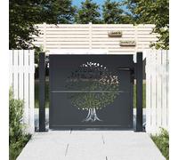 vidaXL Cancello Giardino Antracite 105x105 cm in Acciaio Design Albero, cancello, cancello in Acciaio, cancello da Esterno, cancello di Sicurezza