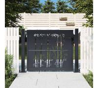 vidaXL Cancello Giardino Antracite 105x105 cm in Acciaio Design Bambù, cancello, cancello in acciaio, cancello da esterno, cancello di sicurezza
