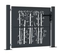 vidaXL Cancello Giardino Antracite 105x105 cm in Acciaio Design Bambù, cancello, cancello in acciaio, cancello da esterno, cancello di sicurezza