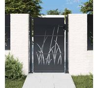 vidaXL Cancello Giardino Antracite 105x130 cm in Acciaio Design Erba, cancello, cancello in acciaio, cancello da esterno, cancello di sicurezza