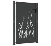 vidaXL Cancello Giardino Antracite 105x130 cm in Acciaio Design Erba, cancello, cancello in acciaio, cancello da esterno, cancello di sicurezza