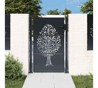 vidaXL Cancello Giardino Antracite 100x150 cm in Acciaio Design Albero, cancello, cancello in Acciaio, cancello da Esterno, cancello di Sicurezza