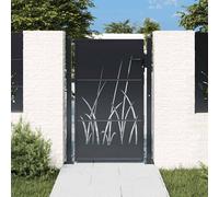 vidaXL Cancello da giardino antracite 100x150 cm in acciaio design erba