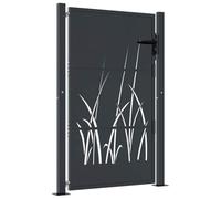 vidaXL Cancello Giardino Antracite 105x155 cm in Acciaio Design Erba, cancello, cancello in acciaio, cancello da esterno, cancello di sicurezza