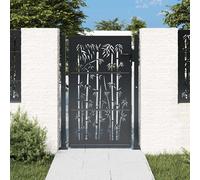 vidaXL Cancello Giardino Antracite 105x155 cm in Acciaio Design Bambù, cancello, cancello in acciaio, cancello da esterno, cancello di sicurezza