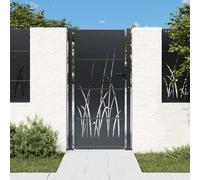 vidaXL Cancello Giardino Antracite 105x180 cm in Acciaio Design Erba, cancello, cancello in Acciaio, cancello da Esterno, cancello di Sicurezza