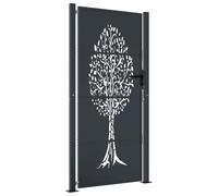 vidaXL Cancello Giardino Antracite 105x205 cm in Acciaio Design Albero, cancello, cancello in acciaio, cancello da esterno, cancello di sicurezza